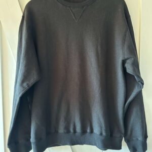 Plain Black Hemp Cotton Fleece Crewneck